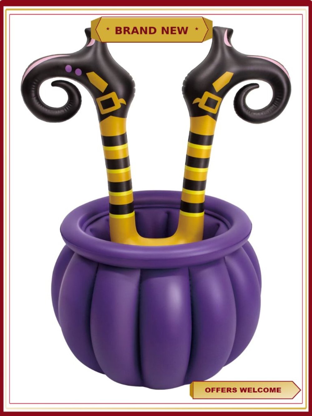 Halloween Blow Up Witch Legs Cauldron Candy Holder 3.5ft PVC